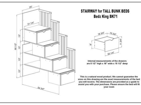 Dimensions for the Stairway for the Bedz King BK 981 Full over Full ...