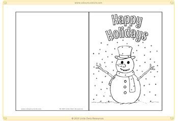 Happy Holiday Card Templates - Coloring Activity by Little Owls Resources