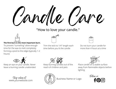 Candle Care Card Template General Care Card DIY Candle - Etsy Canada ...
