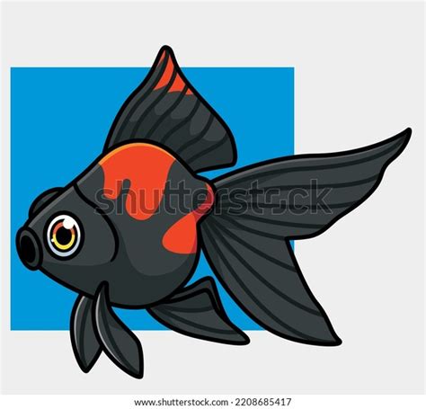 Cute Gold Fish Black Isolated Cartoon Stock Vector (Royalty Free ...