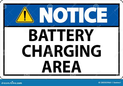 Notice Sign Battery Charging Area on White Background Stock Vector ...