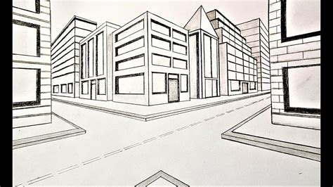 How to draw a city street in 2 point perspective - YouTube | Gambar ...