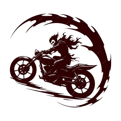 Premium Vector | Ghost rider with burning bike