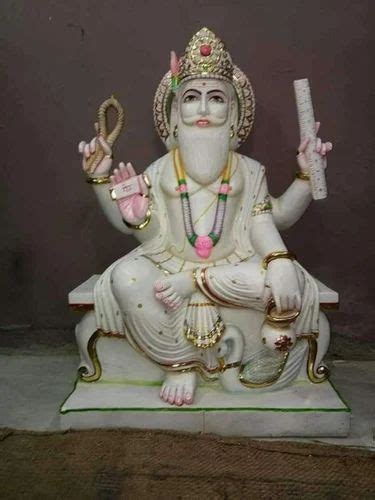 Multicolor Painted Marble Vishwakarma Statue, For Worship at Rs 81000 in Jaipur