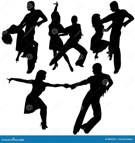 Latino Dance Silhouettes stock vector. Illustration of rumba - 8809241