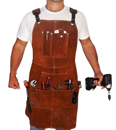 Leather Work Apron with Tool Pockets for Men Women Welding | Etsy