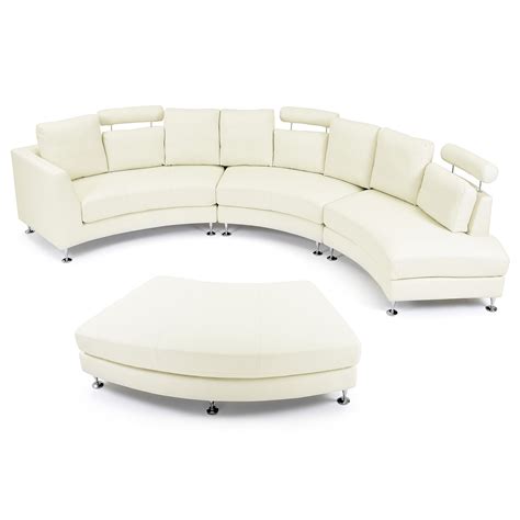 Modern White Leather Circular Sofa - ROSSINI | Leather sectional ...