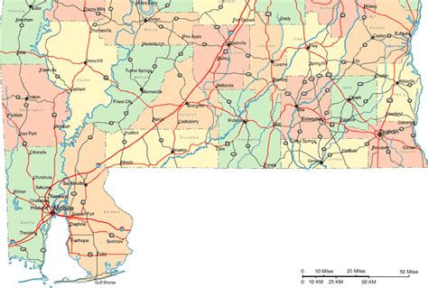 Regional Map of Southern Alabama