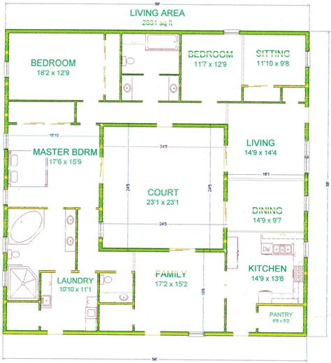 20+ House Plans With Middle Courtyard