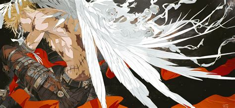 Anime Boys Wings Scars Ultrawide Trigun Vash Looking At Viewer Blonde Wallpaper - Resolution ...