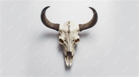 Premium AI Image | A bull skull with horns and a white background