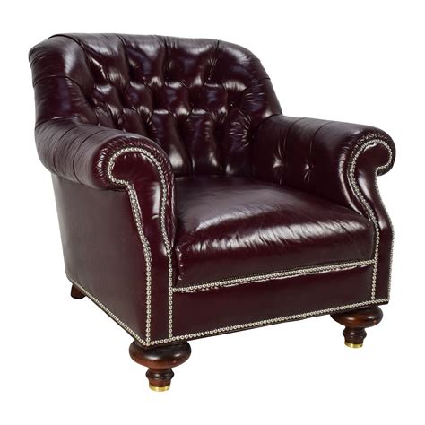 90% OFF - Baker Furniture Baker Tufted Leather Lounge Chair / Chairs