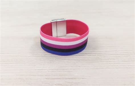 Genderfluid Flag Thick Elastic Wristband Bracelet Stretchy Elastic With Magnetic Clasp Heavy ...