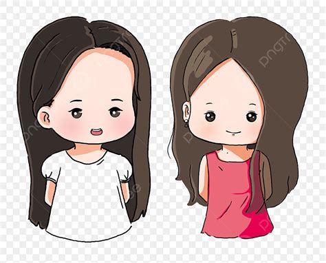 Twins Girl White Transparent, Hand Painted Fashion Girl Twin Sister ...