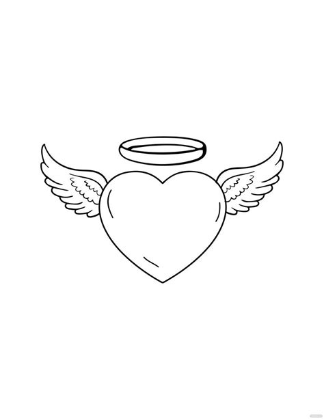 Simple Heart With Wings Drawing in Illustrator, PDF, JPG, EPS, SVG, PNG ...