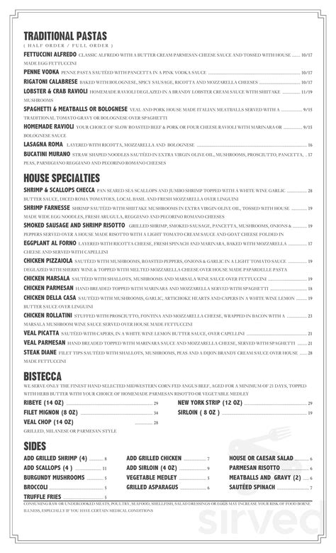 Cafe Murano menu in Altamonte Springs, Florida, USA