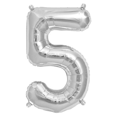 16" Silver Foil Mylar Balloons Numbers - 5 - Walmart.com