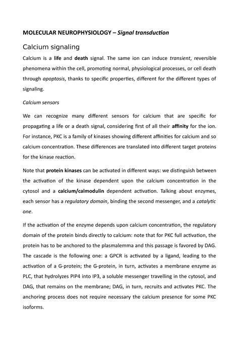 2. Calcium Signaling - MOLECULAR NEUROPHYSIOLOGY – Signal transduction ...