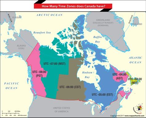 How Many Time Zones does Canada have?