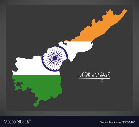 Andhra pradesh map with indian national flag Vector Image