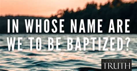 In whose name are we to be baptized—Jesus' name (Acts 2:38), or in the name of the Father, Son ...