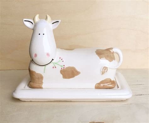 Cow Butter Dish - Butter Dish With Lid - Ceramic Butter Dish - Housewarming Gift - Spotted Cow ...