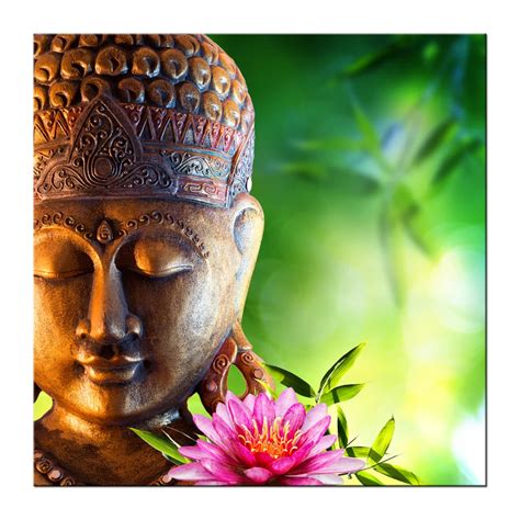 Buddha Canvas Wall Art Zen Pink Lotus Flower Picture Print Modern ...