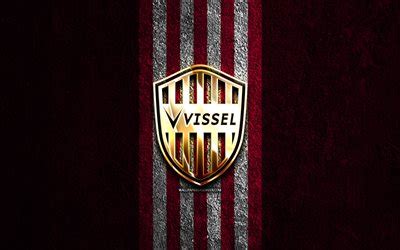 Download Vissel Kobe golden logo, 4k, purple stone background, J1 ...