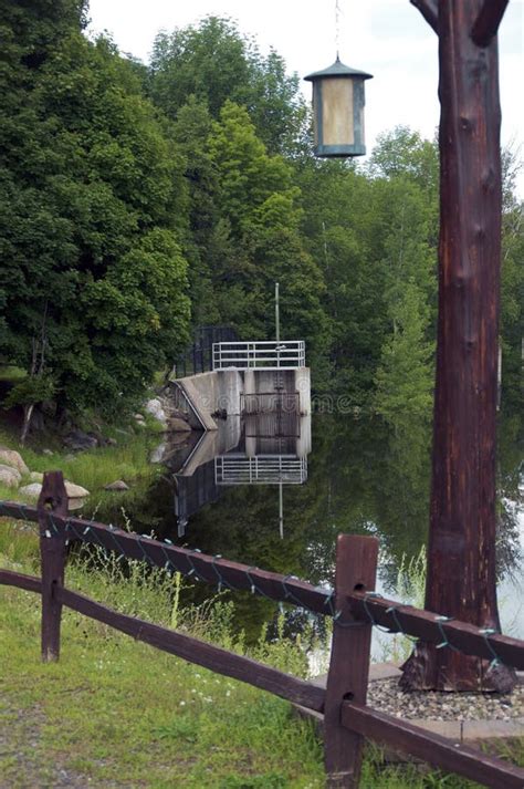 Gate House at Dam with Old Fashioned Street Light Wilmington Ny Stock ...