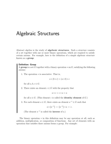 Algebraic Structures