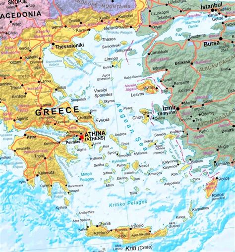 Map of Aegean Sea with cities - Ontheworldmap.com