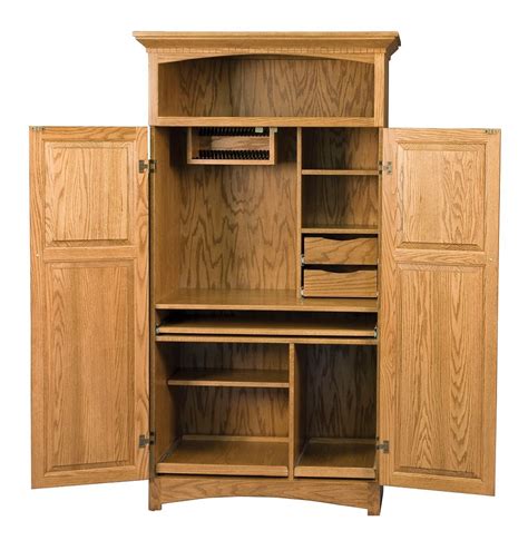 Amish Computer Armoire Cabinet Space Saving Home Office Solid Wood ...