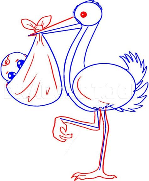 How To Draw A Stork With A Baby, Step by Step, Drawing Guide, by Dawn ...