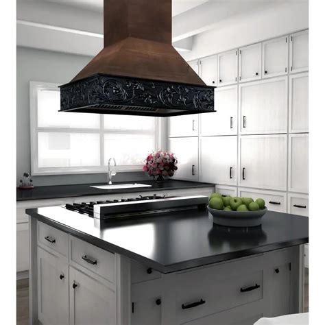 ZLINE 36" Wooden Island Range Hood in Antigua and Walnut, 9373AR-36