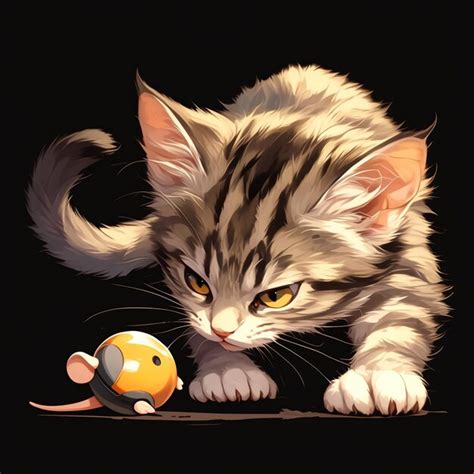 Premium Vector | Siberian Cat Pouncing on a Toy Mouse