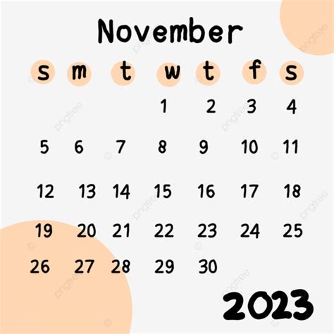 November 2023 Calendar White Transparent, Calendar November 2023 With Background Pastel Color ...