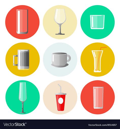 Set different glasses and cups Royalty Free Vector Image