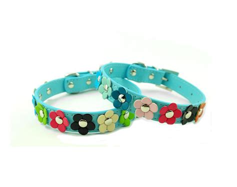 Colorful Leather Dog Collar With 3D Flowers – naturoPETic