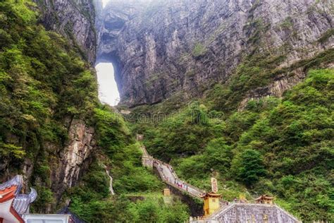 Tianmen Cave in Tianmen National Park Stock Image - Image of tourism, peak: 70717623