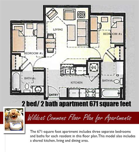 FVSU Residential Life Floor Plan for two bedroom apartment. | Floor plans, Residential life, Two ...