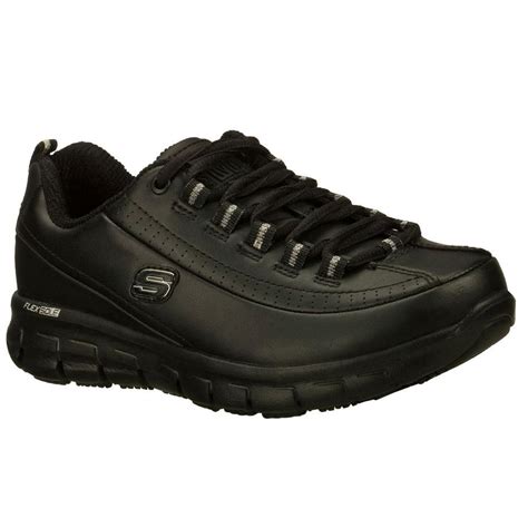 Skechers Sure Track - Trickel Women Size 9.5 Black Leather Work Shoe-76550 - The Home Depot