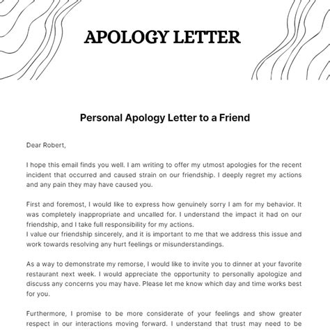 Personal Apology Letter to a Friend Template - Edit Online & Download ...