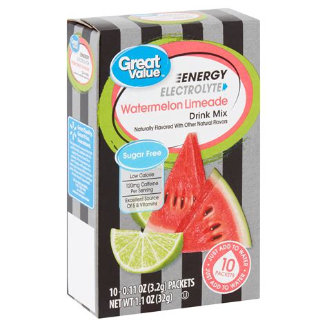 Great Value Sugar-Free Energy Electrolyte Watermelon Limeade Drink Mix ...