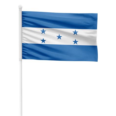 Realistic Rendering of the Honduras Flag Waving on a White Metal Pole ...
