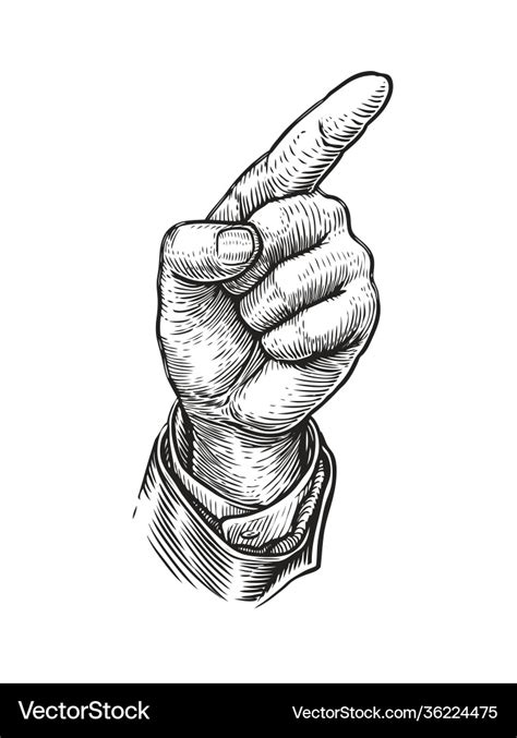 Hand with pointing finger sketch vintage Vector Image