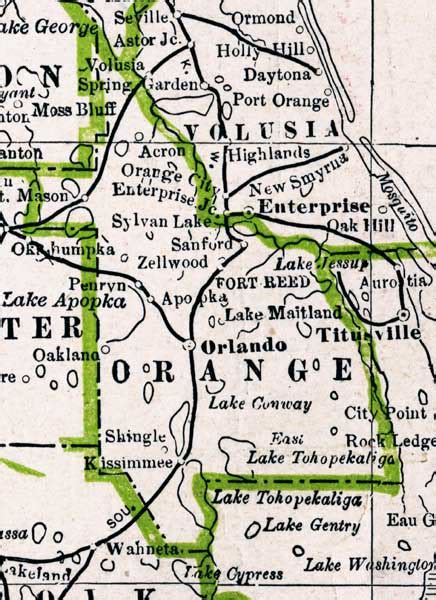 Map of Orange County, Florida, 1886