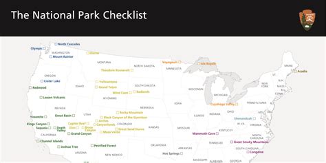 National Parks Map Checklist - Long Dark Ravine Map