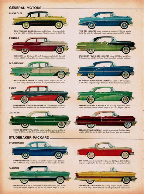 an old car advertisement with many different colors