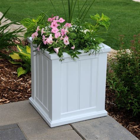 Mayne Cape Cod 16 in. Square White Plastic Planter-4837-W - The Home Depot