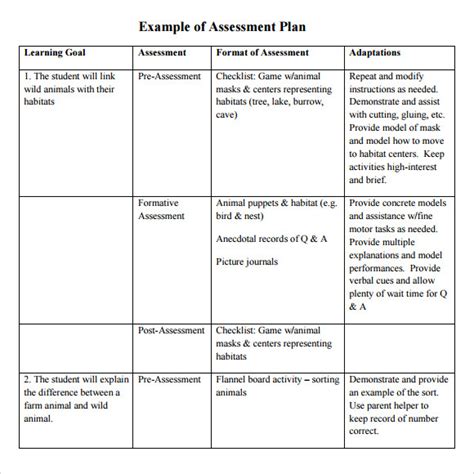 FREE 9+ Sample Assessment Plan Templates in PDF